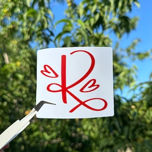Single Letter Monogram Decal Initial Single Letter Vinyl Personalized Custom Cute Heart Personalized Initial Decal Sticker Tumbler Decal
