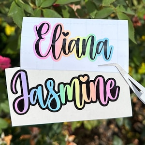 Rainbow Name Decal Custom Name Decal Heart Name Sticker Personalized Name Sticker Tumbler Stickers Custom First Name Water Bottle Name