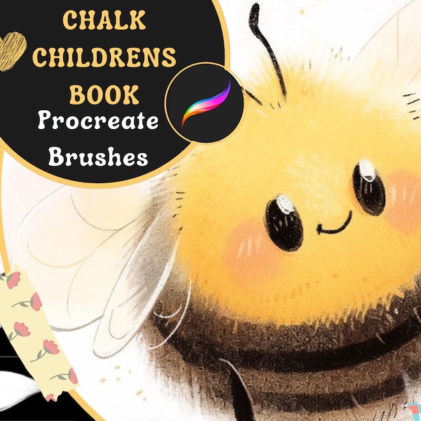 Procreate Brushes: Chalk Charm Pack, 16 Brushes for Textured Paintings and Children's Book Art