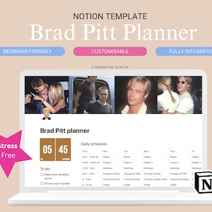 Brad Pitt Notion Planner Template: Complete Life Planner (Digital Download)