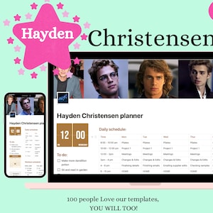 Hayden Christensen notion planner template, Hayden Christensen calendar, Hayden Christensen planner, Hayden Christensen Star Wars planner