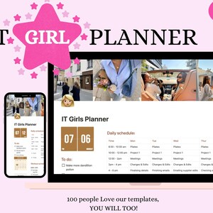 IT Girl Planer, ästhetische Planer Vorlage, Einfacher und einfacher digitaler Planer, ADHS Planer, Pink IT Girl Planer