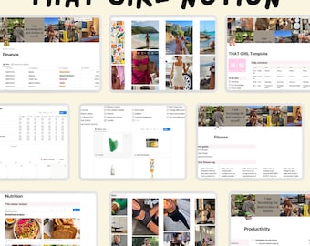 THAT GIRL notion template, notion life planner. Aesthetic planner, all in one notion template, notion personal planner