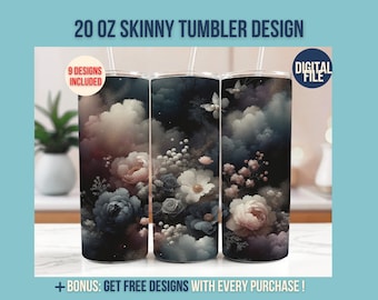 Dainty Flower Tumbler Wrap, Boho Floral Tumbler Wrap 20oz Floral PNG Design, Field Flowers Tumbler Wrap, Unique Floral Art 20 oz Skinny