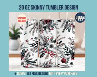 Dainty Flower Tumbler Wrap, Boho Floral Tumbler Wrap 20oz Floral PNG Design, Field Flowers Tumbler Wrap, Unique Floral Art 20 oz Skinny