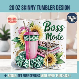 Tumbler avvolgente Boss Mode, modello da donna imprenditrice, 20 oz, design sottile per stampa a sublimazione, tumbler avvolgente per donna imprenditrice con design a sublimazione