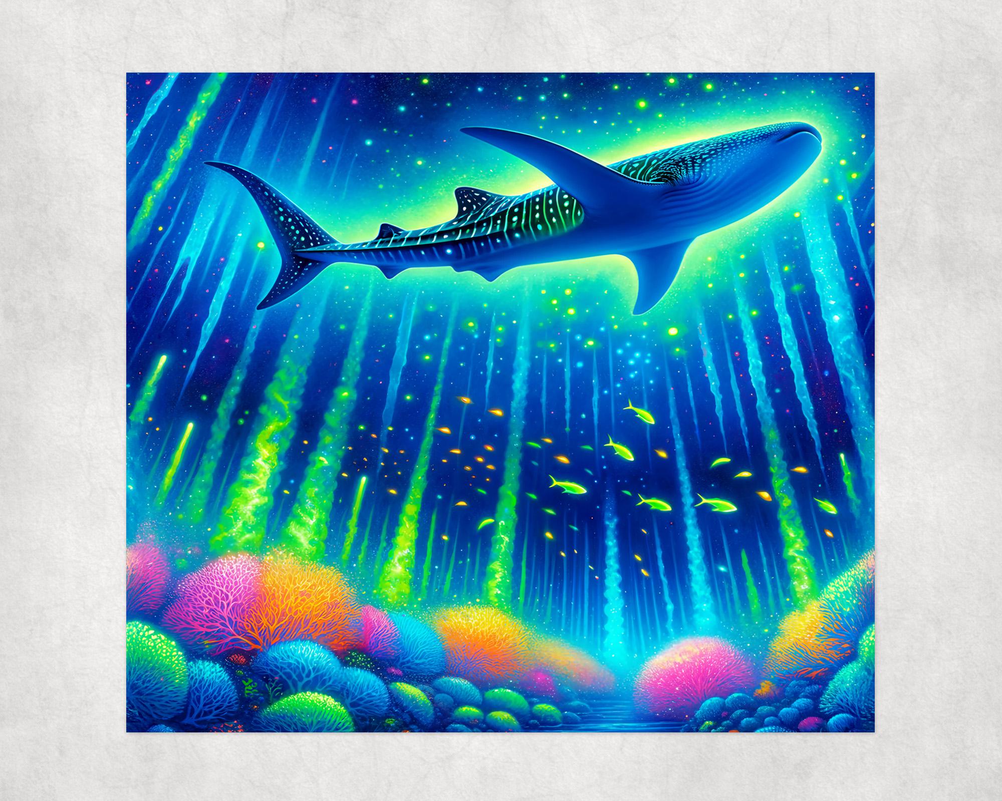 Whale Shark Tumbler Wrap, Underwater Watercolor Whale Shark PNG