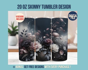 Dainty Flower Tumbler Wrap, Boho Floral Tumbler Wrap 20oz Floral PNG Design, Field Flowers Tumbler Wrap, Unique Floral Art 20 oz Skinny