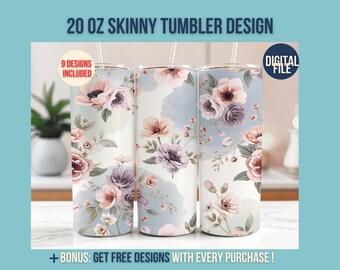Boho Floral Tumbler Wrap: Field Flower Sublimation Design (PNG Digital Download)