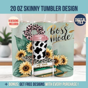 Tumbler avvolgente Boss Mode, modello da donna imprenditrice, 20 oz, design sottile per stampa a sublimazione, tumbler avvolgente per donna imprenditrice con design a sublimazione