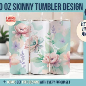 Floral Summer Flower Seamless Tumbler Wrap 20 oz Skinny Tumbler Sublimation Design Digital Download PNG Instant DIGITAL ONLY Tumbler Wrap