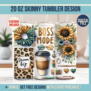Tumbler avvolgente Boss Mode, modello da donna imprenditrice, 20 oz, design sottile per stampa a sublimazione, tumbler avvolgente per donna imprenditrice con design a sublimazione
