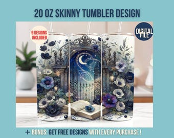 Fantasy Books Bookish PNG, Book, Magic Book, Vintage Book, Book Lover Tumbler Fantasy Dark Academy Lover 20 oz Skinny Tumbler Sublimatio