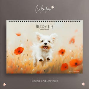 Calendario da parete 2025 (UE e resto del mondo) Calendario da parete allegro con cani carini e affermazioni positive per illuminare la casa o l'ufficio
