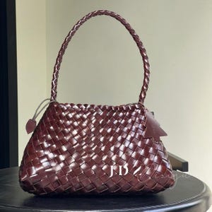 Handgefertigte Retro Rindsleder Umhängetasche, Einkaufstasche, Handtasche, bestes Geschenk, Muttertagsgeschenk, gewebte Ledertasche, gewebte Ledertasche, Alltagstasche