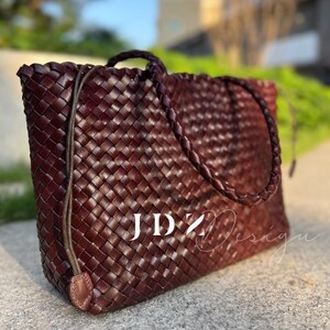 Neue Französisch Nischen Design handgewebte Tasche, Mädchen echtes Leder Einkaufstasche, Rindsleder große Kapazität Schulter Korb Tote