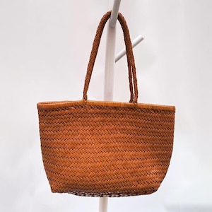 Borsa a tracolla in pelle di vacchetta intrecciata in stile retrò francese, borsa a cestino per verdure, regali per la mamma, borsa per tutti i giorni, borsa per le vacanze