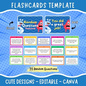 Aangepaste flashcards voor kinderen | Bewerkbare educatieve kaartsjabloon | Flashcard-sjabloon leren voor kinderen | Digitale download