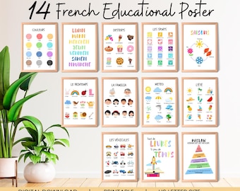 Französisch lernen Poster | Neutrale Printables für Homeschool & Klassenzimmer | Digitaler Download