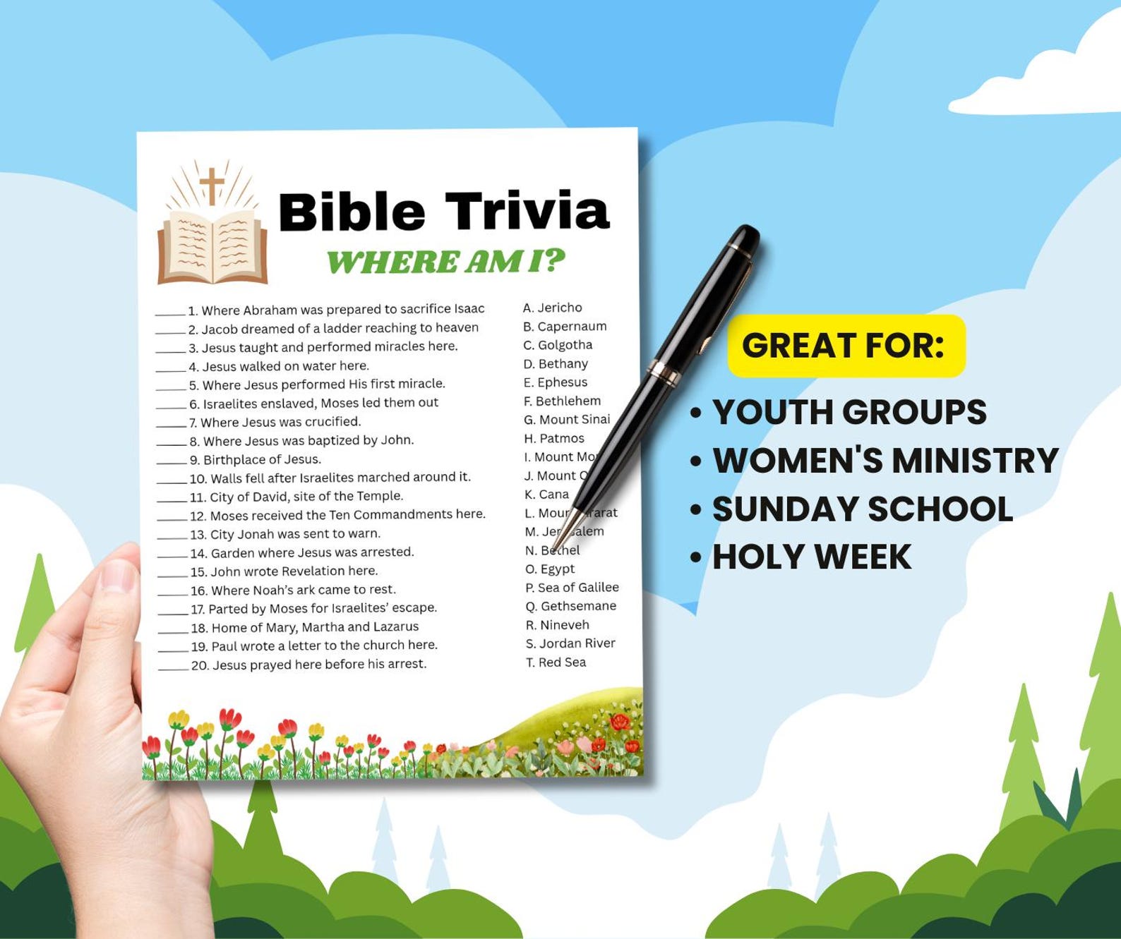 Sunday Riddles Bible Games, Bible Riddles Where Am I Womens Ministry Games Bible Games ...