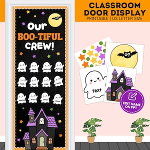 Vårt Boo-tiful Crew Halloween-dörrdekorationspaket | Redigerbara spökelevnamn | Halloween-dörrdekoration i klassrummet