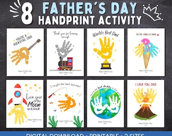 Father's Day Printable, Fathers Day Art Bundle, Fathers Day Gift, Fathers Day Handprint Art, Activity Page, Daddy Craft Activity