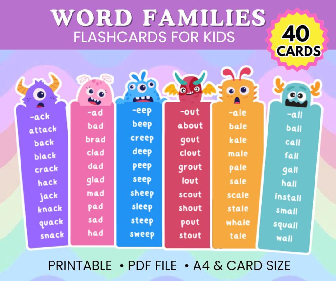 CVC Words Flashcards: Learn to Read, Word Family Lists (printable) - Etsy