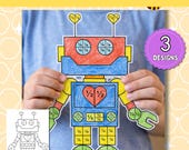 Fraction Robot Craft for Kids | Printable Math Fraction Activity | Interactive Classroom or Homeschool Resource