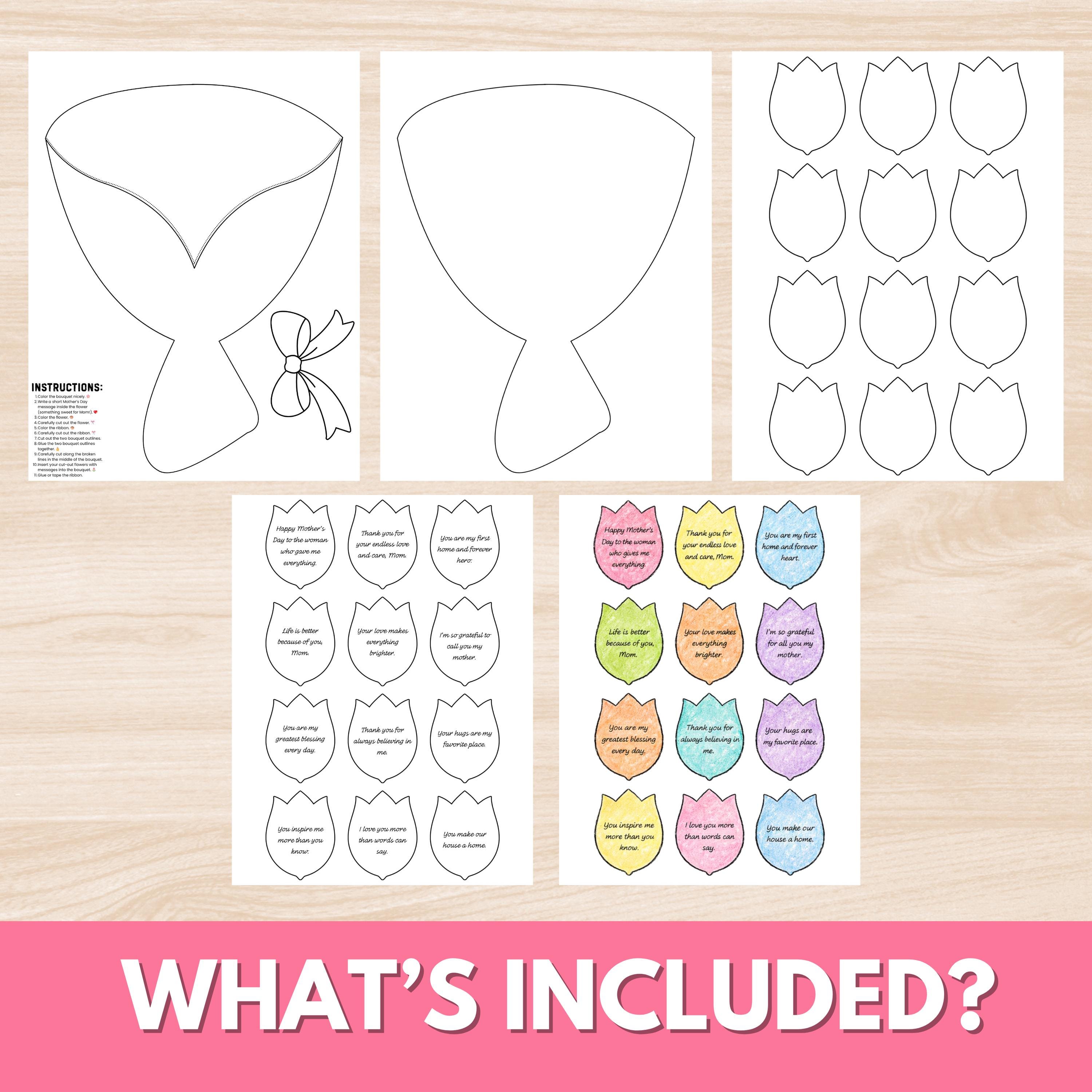 Mother’s Day Paper Flower Bouquet Craft | Printable Cut & Paste Mother ...