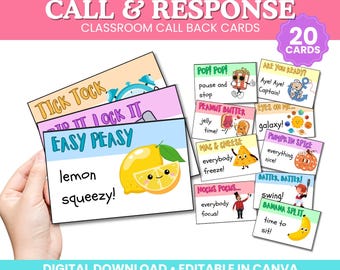 Teacher Call and Response Cards  Classroom Management Toolkit