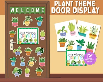 Plant Theme Botanical Welcome Back to School Classroom Door Decor Bulletin Board With Editable Student Names Door Display Student Display