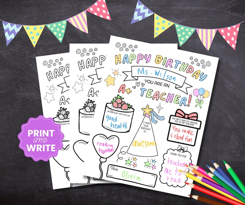 Happy Birthday Teacher Teacher Appreciation Printable Teacher Birthday ...