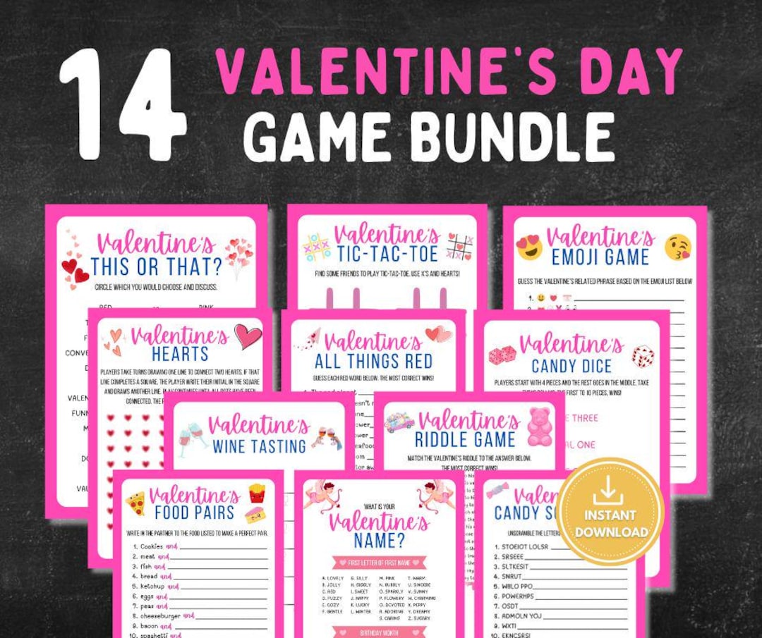 Valentines Day Printable Games | Valentines Games Bundle | Valentines ...