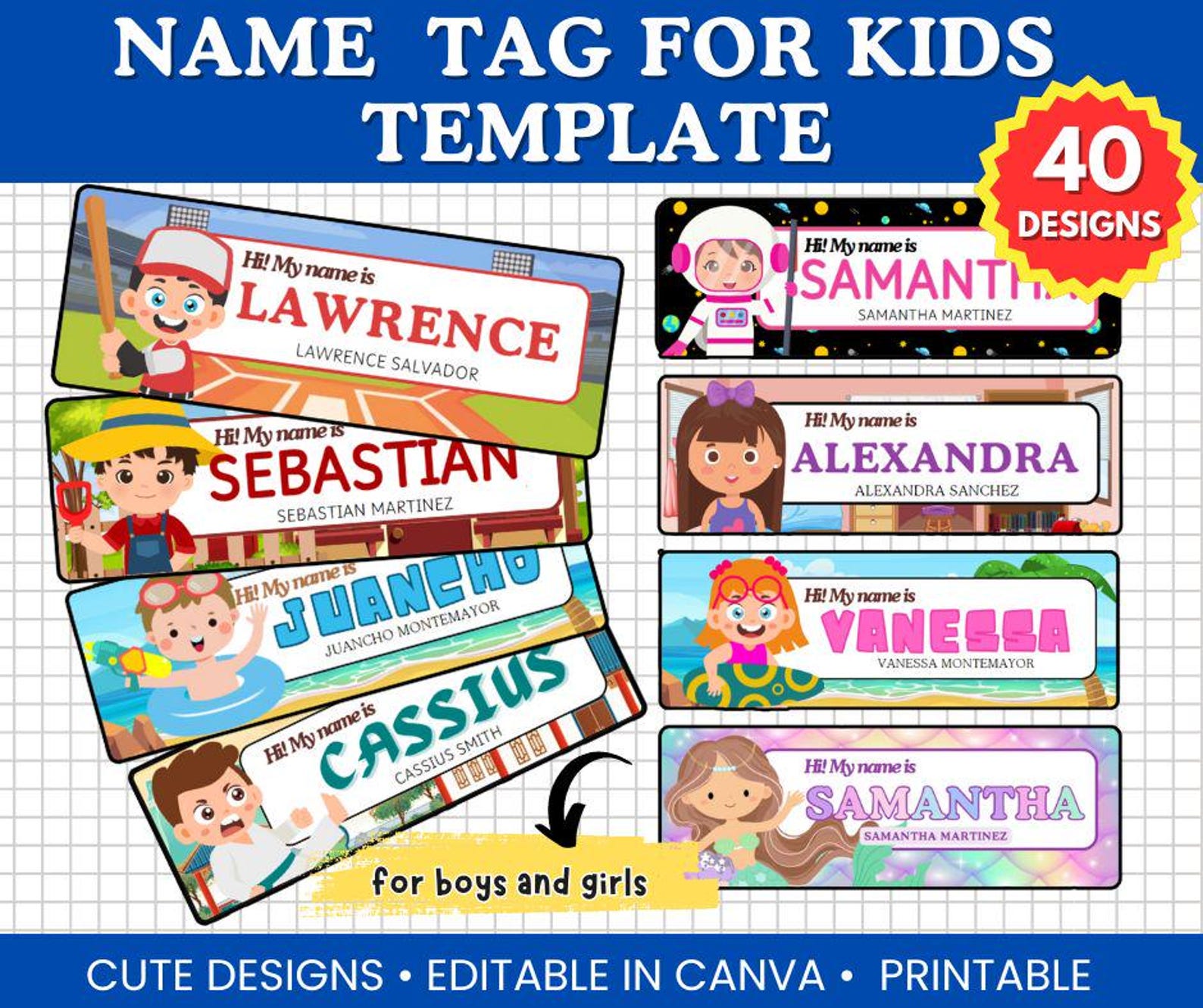 Editable Kids Name Tags: Pastel Classroom Labels (canva Template) - Etsy