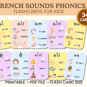 Französische Phonetik Karteikarten für Kinder | 34 lernfähige Karteikarten für das Klassenzimmer | Französische Laute lernen | Les Phonétiques en Français