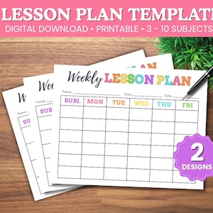 Simple Weekly Lesson Plan Template-Preschool/Kindergarten-Instant Download-PDF-Printable