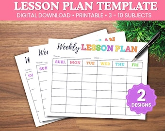 Simple Weekly Lesson Plan Template-Preschool/Kindergarten-Instant Download-PDF-Printable