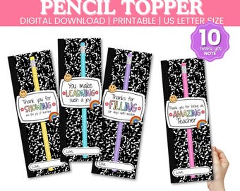 Printable Teachers Day Pencil Topper Teachers Day tag Composition Notebook Printable Gift Tag for Teachers Instant Download