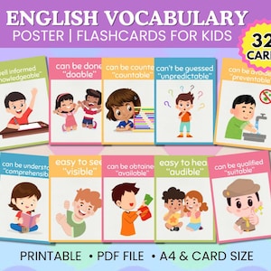 English Grammar Poster Set – Printable Vocabulary Decor for Classroom & Homeschool | Language Arts Flashcards