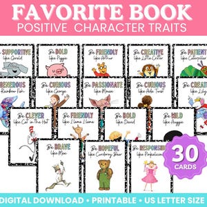 Favorite Primary Book Character Positive Affirmation Quotes Printable Posters | Children&#39;s Book Characters Gallery Wall Poster Bundle