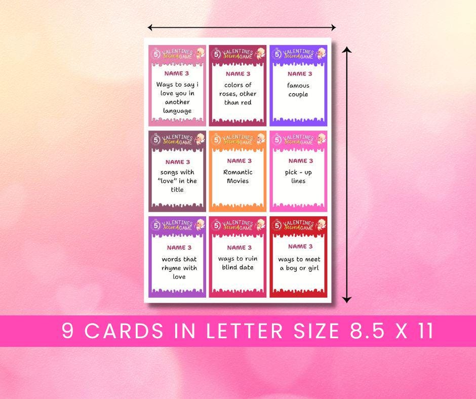 Valentine's Day 5 Second Game | Printable Valentine's Day Games ...