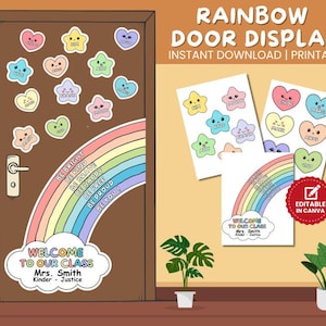 Rainbow Classroom Door Display – Affirmation Words – Preschool to Grade School Decor, Teacher Resource