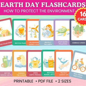 Earth Day Flashcards for Kids | Preschool & Homeschool Spring Activity | Environmental Learning Cards