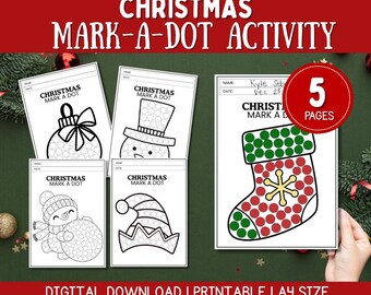 Christmas Dot Marker Pages Toddler Fine Motor Activity Montessori Christmas Activity Do a Dot Preschool Holiday Activity Dot Painting