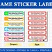 Name Sticker Label for Notebook for Kids Template Stick on Name Labels ...