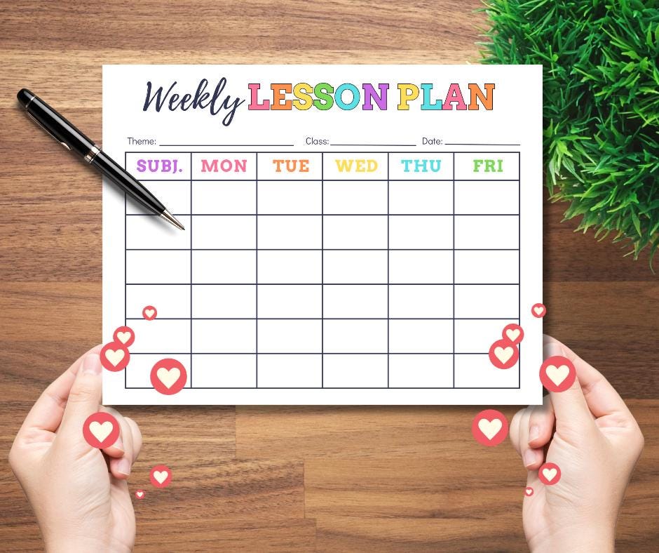 Simple Weekly Lesson Plan Template | Printable PDF for Preschool ...