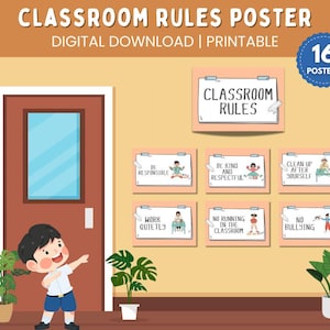 Normas de aula imprimibles / Pautas de comportamiento en guarderías / Pósters de normas preescolares / PDF descargable para aulas o guarderías