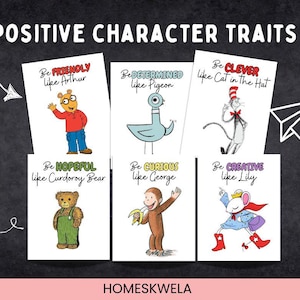 Favorite Primary Book Character Positive Affirmation Quotes Printable Posters Children's Book Characters Gallery Wall Poster Bundle image 5