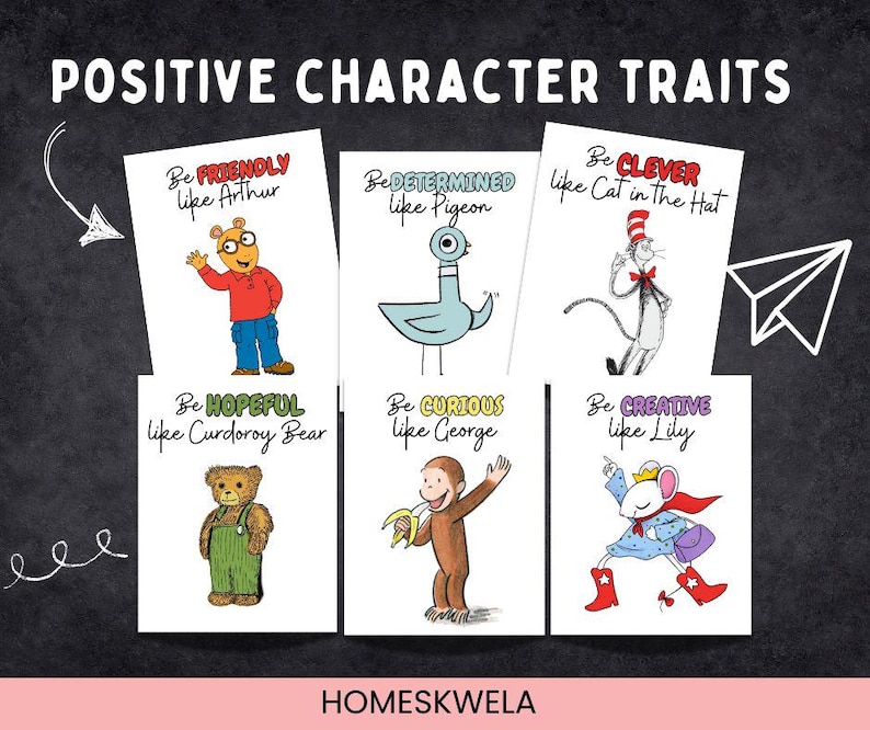 Favorite Primary Book Character Positive Affirmation Quotes Printable Posters Children's Book Characters Gallery Wall Poster Bundle image 5