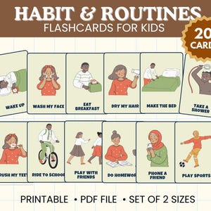 Tarjetas didácticas de rutina diaria para niños / Horario visual Montessori / Tabla de actividades para niños pequeños / Tarjetas imprimibles de rutina para niños pequeños